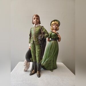 Vtg Holland Mold 17" Ceramic Collectibles Blue Boy Pink Girl Rare Green 1973